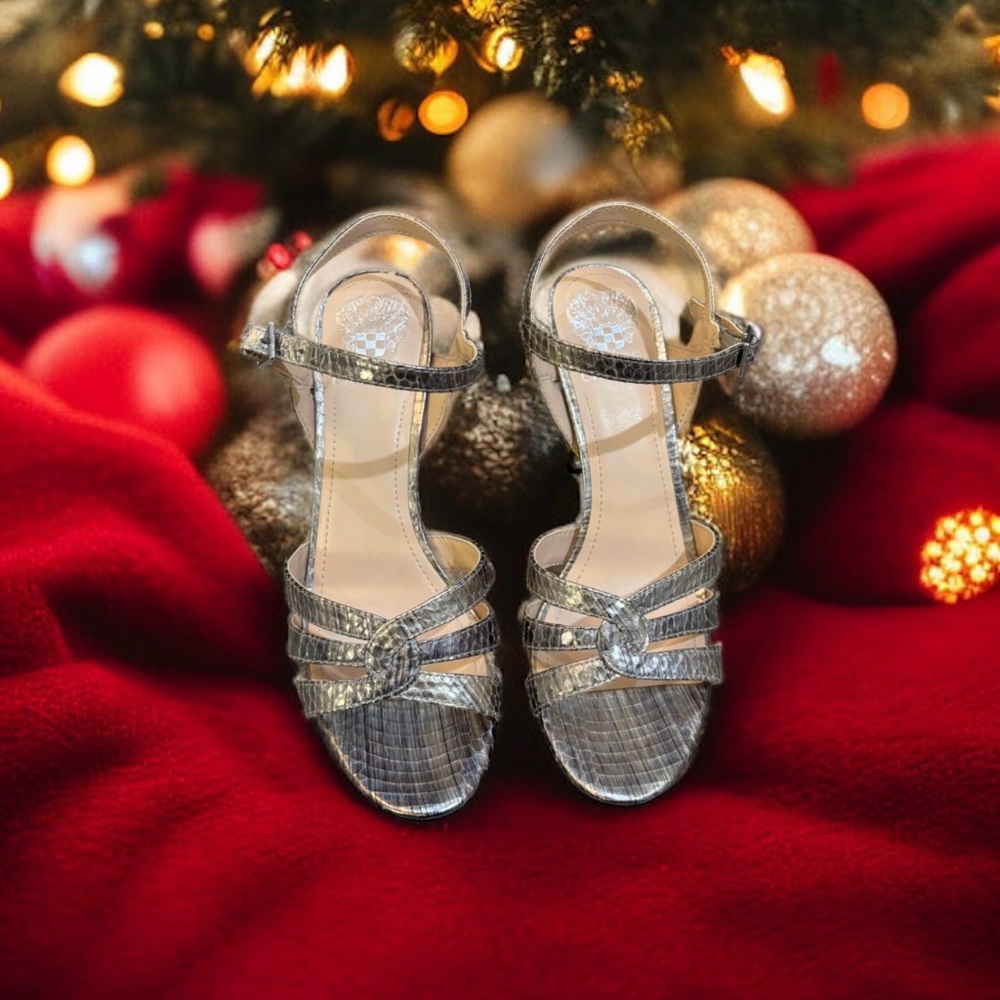 Vince Camuto Shimmering Gold Strappy Heels - Picture 13 of 16